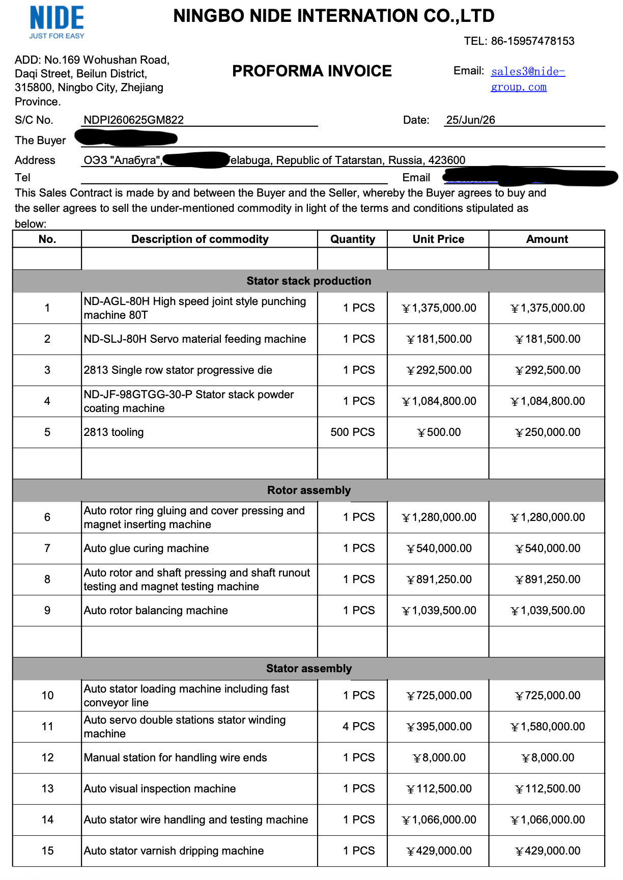 Invoices from Nide