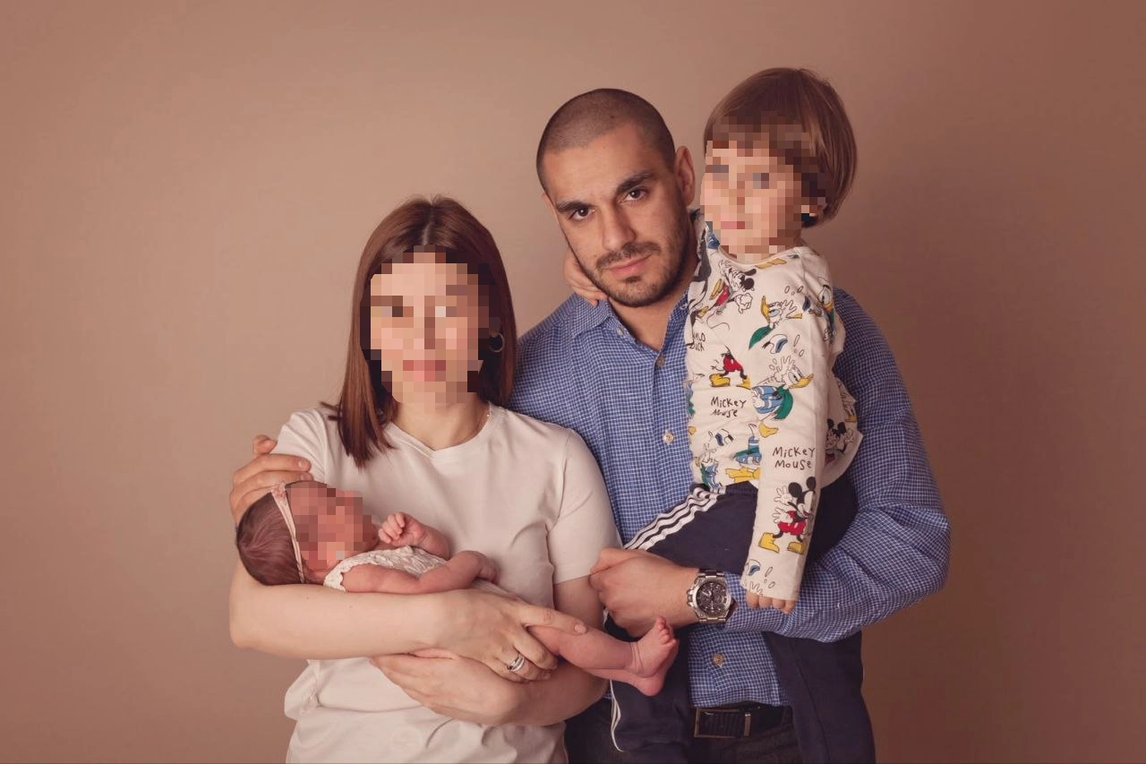 Artem Azatyan with his wife and children