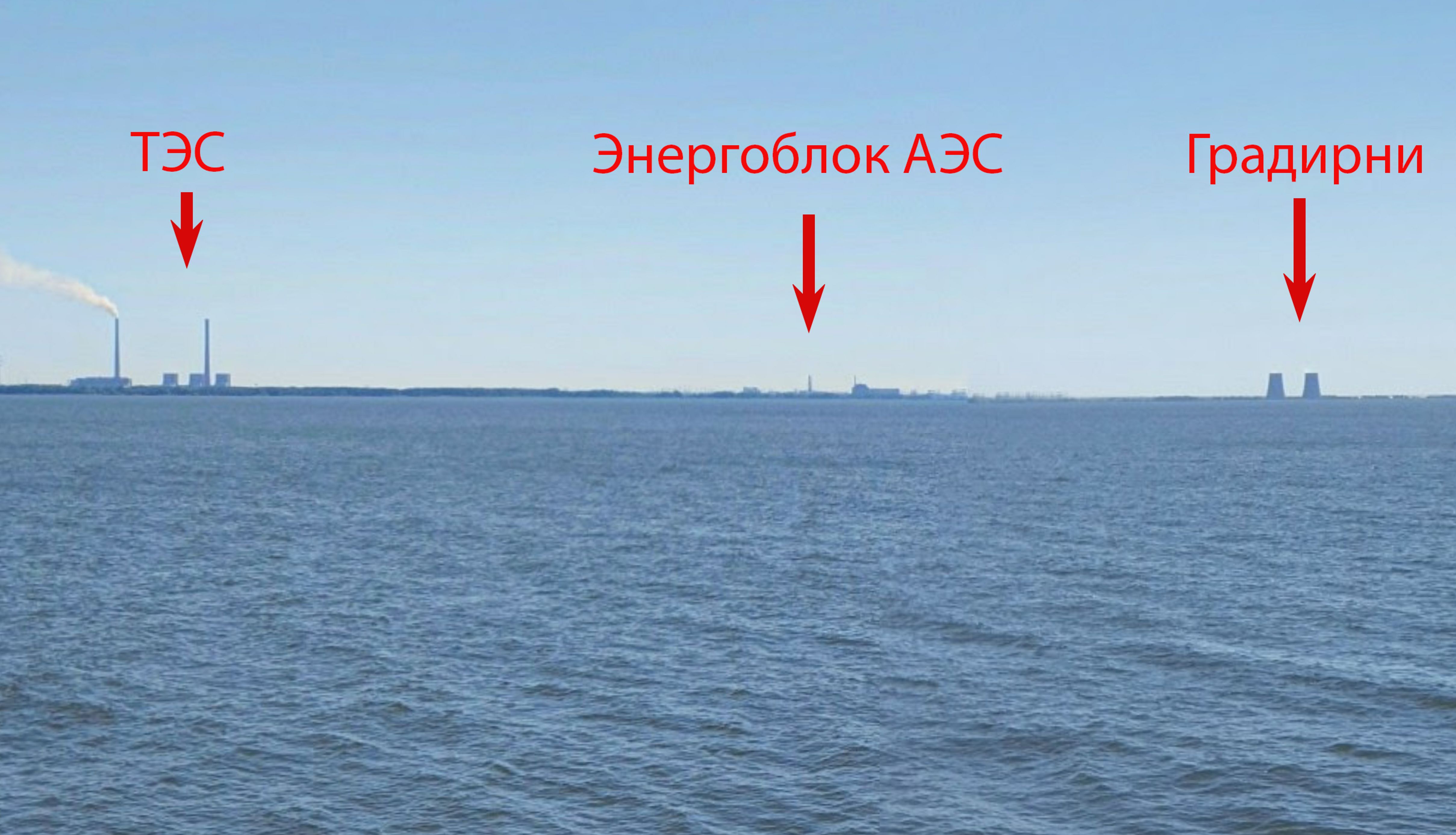 A view of the thermal power plant and the nuclear power plant from a similar angle