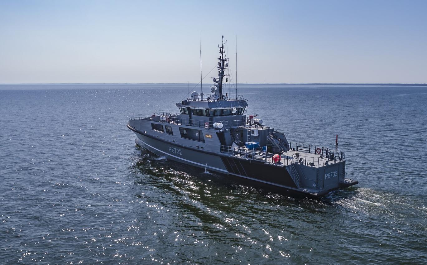 The Estonian Navy patrol boat Raju was deployed to protect the EstLink1 undersea cable in December 2024. Source: Estonian Navy