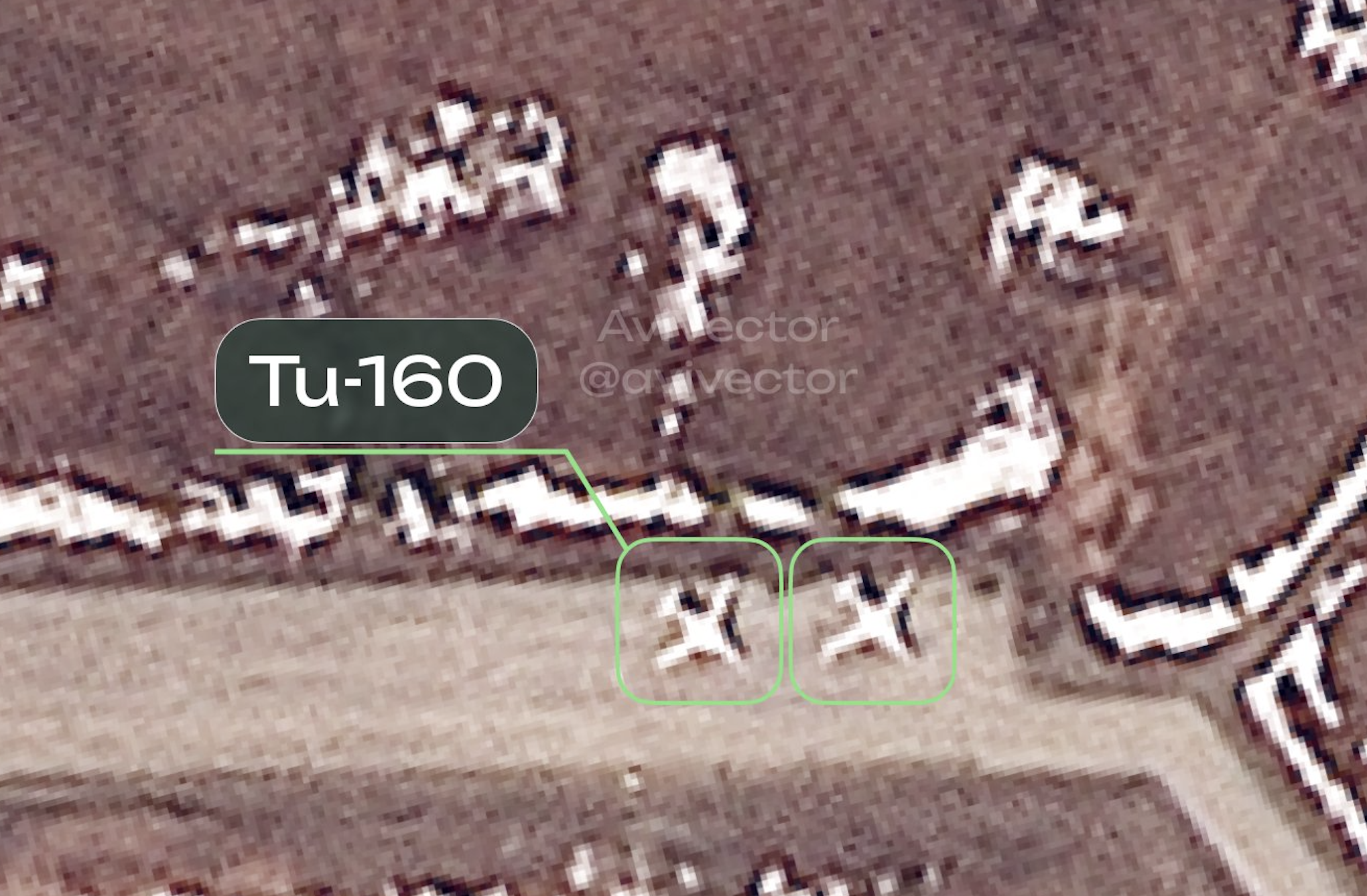 A screenshot of satellite imagery shared by AviVector indicates that one of Russia's Tu-160 long-range bombers arrived at the Anadyr air base on June 4. Screenshot: AviVector (X)