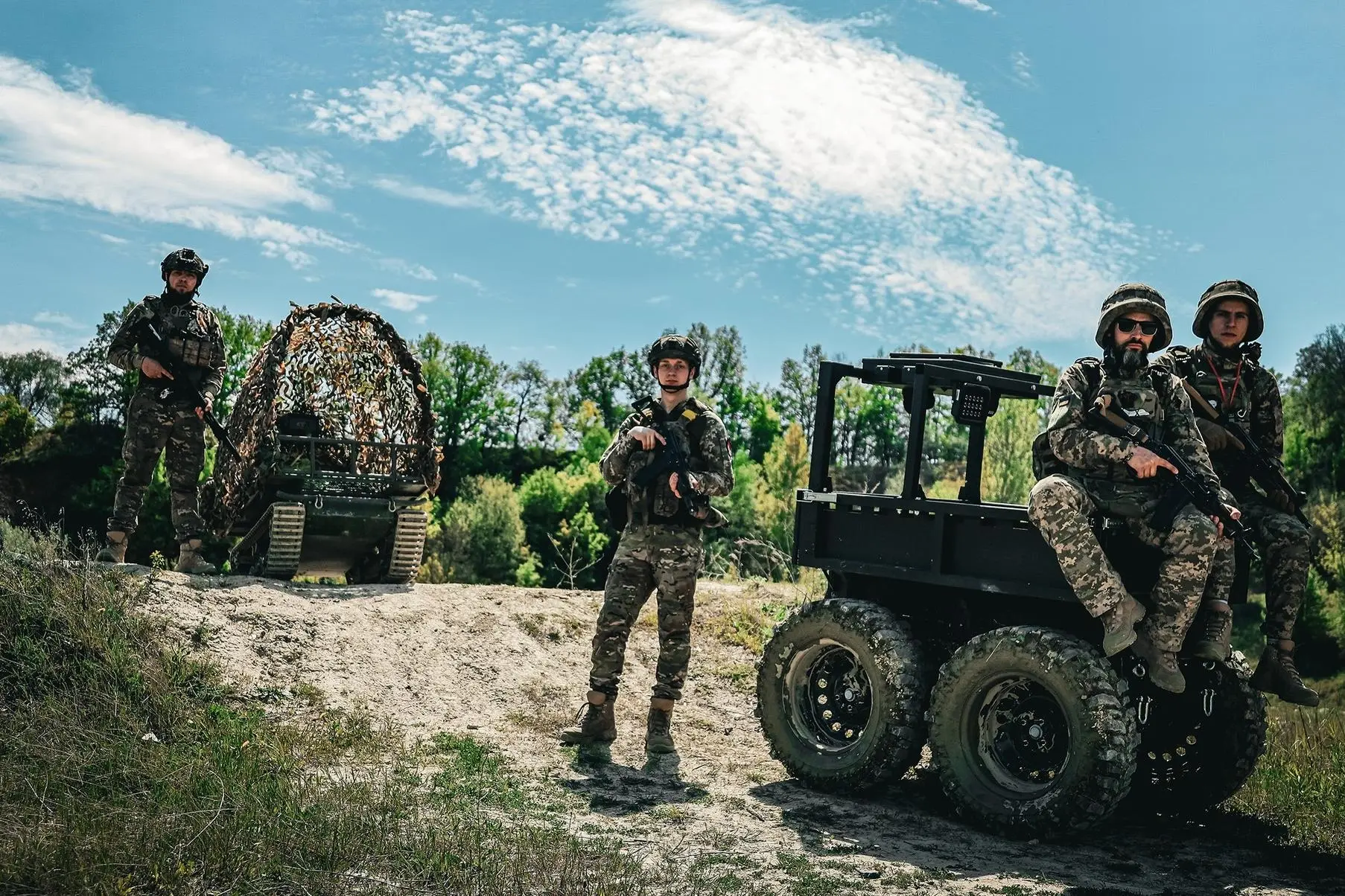Russian military test Kurier ground robot near Unit 3 of