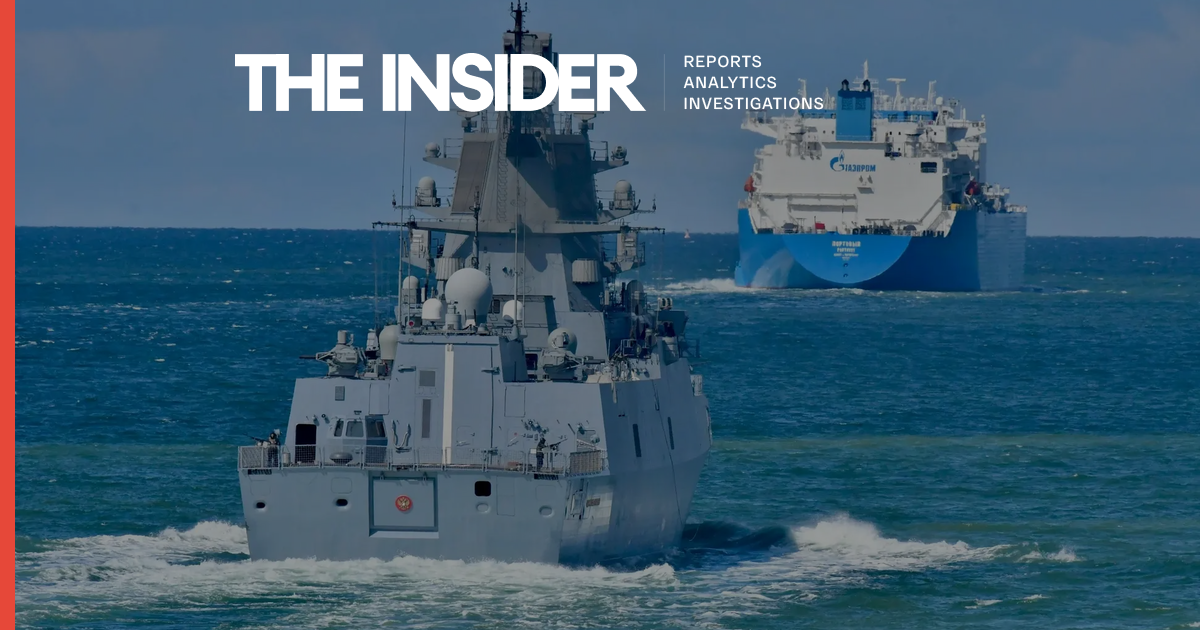 Russische Fregatte in der Ostsee gesichtet, die einen LNG-Tanker ...
